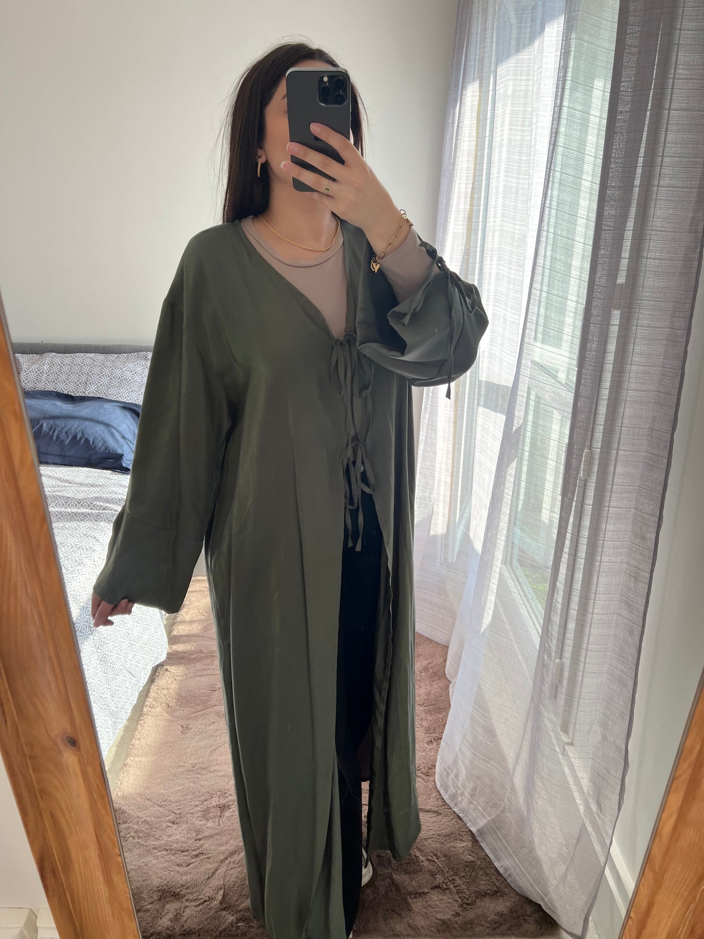 Abaya perle verte